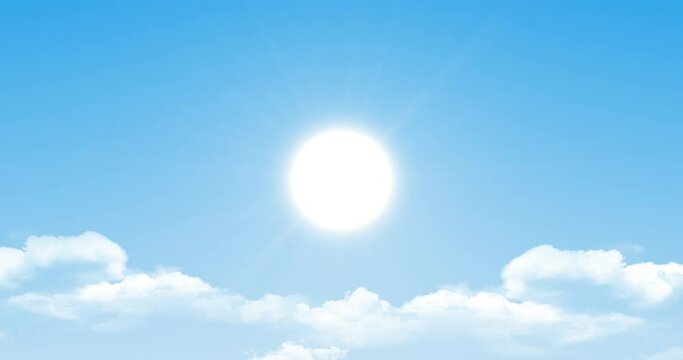 Sun above the clouds. Summer solstice aerial shot. Seamless loop animation
