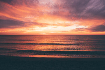 Beautiful sunset over the sea. Evening seascape, natural background.