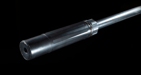 Silencer mounted on a rifle barrel