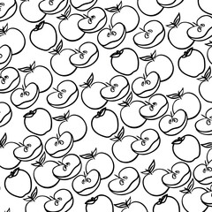 Fototapeta premium Seamless apple pattern vector fruit