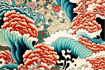 japanese art pattern Illustration	