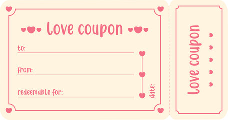 Isolated pastel love coupon template - obrazy, fototapety, plakaty