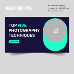 Fototapeta premium Expert photography techniques video thumbnail banner template design