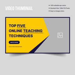 Best teaching method online video thumbnail cover banner template