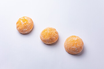 Delicious mochi on a white background, close-up. Traditional Japanese dessert
