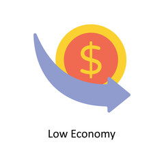 Low Economy vector Flat Icons. Simple stock illustration stock illustration