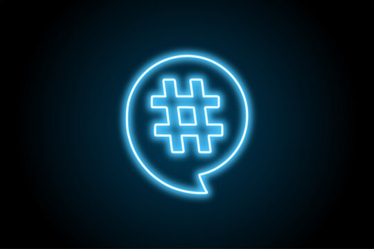 Hashtag Neon Symbol Icon Social Media Message 