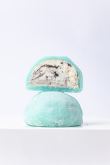 Fototapeta premium Delicious mochi on a white background, close-up. Traditional Japanese dessert 