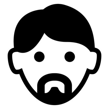 Logo barbershop. Icono avatar. Silueta aislada de cabeza de hombre con bigote y barba