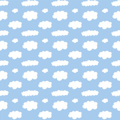 seamless vector pattern with clouds on blue background , cloudy sky pattern
