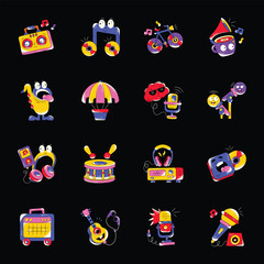 Fototapeta premium Set of Melody Flat Stickers