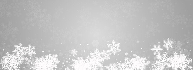 Gray Snowfall Vector Panoramic Grey Background.