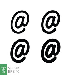 Fototapeta premium Arroba sign icon set. Email address symbol concept with different line thickness styles. Vector illustration design collection isolated on white background. EPS 10.