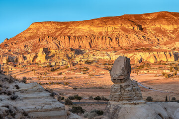 view of a scenic geological formation - table mountain or mesa in Cappadocia, Turkey