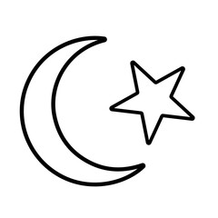 crescent star icon on white background, vector illustration.