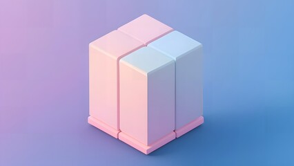 pink and white boxes,colorful cube on blue purple background,Generative AI