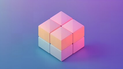 colorful cubes, on purple background,Generative AI