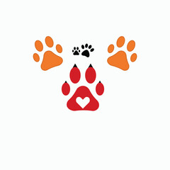 Fototapeta premium Dog paws and Cat paws design best concept. Different animal paw . Paw Prints. Black paw .Paw icon vector illustration isolated on white background. Dog, cat, bear, wolf . Legs. Foot prints.