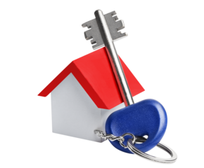 House key with a toy house cut out