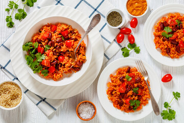 jollof rice with red beans, tomato, spices