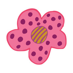 Vintage pink flower isolated on white background. Vector illustration