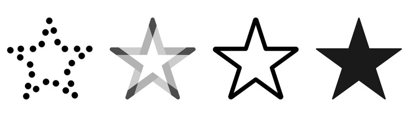 Five pointed star Icon set. Decorative stars
