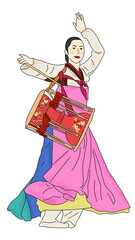 Fototapeta premium korean traditional dance illustration PNG
