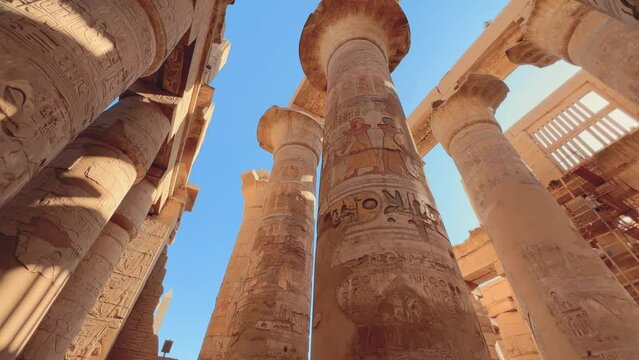 The ruins of the Egyptian temple of Karnak, the largest open-air museum in Luxor. Karnak Temple. Karnak temple complex, a mixture of destroyed temples, chapels, pylons and other buildings. Egypt 2022