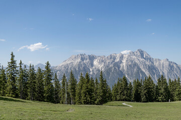 Fototapeta na wymiar Adventure summer hike in mountains Leogang Austria