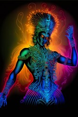 Fototapeta na wymiar Krishna colourful silhouette made By Artificial intelligence Ai 