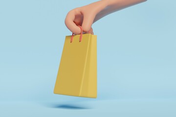 a hand holds an eco-friendly recyclable paper shopping bag