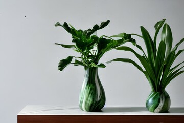 Beautiful plants of nature in a marble vase - generative ai
