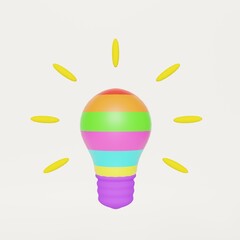 rainbow light bulb on a white background