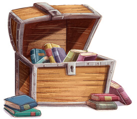 Illustration of trunk full of books