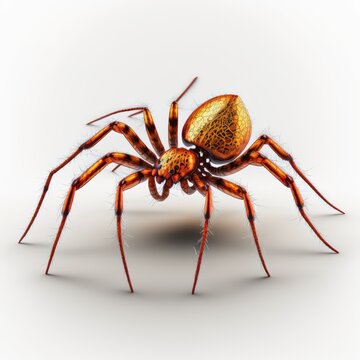 Golden spider isolated on white background. Generative AI.