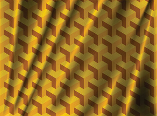 Abstract geometric background with yellow 3d flying cubes