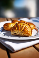 Traditional Malta Food Pastizz on a White Plate with Blurred Background