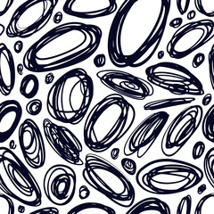 Hand Drawn Sketch Doodle Circles Lines Seamless Pattern