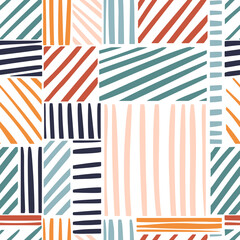 Abstract Modern Trendy Lines Hand Drawn Seamless Pattern