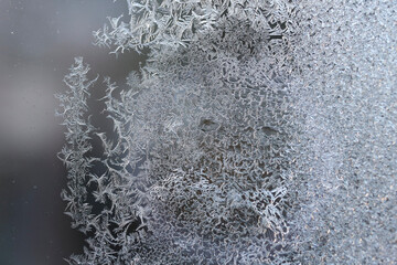 Ice melting pattern on window.