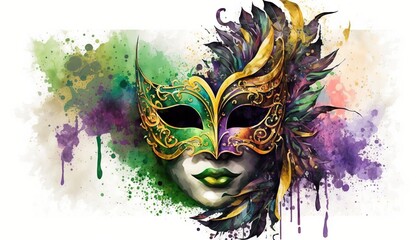 Mardi gras colors background wallpaper in yellow,violet,green colors generatie ai