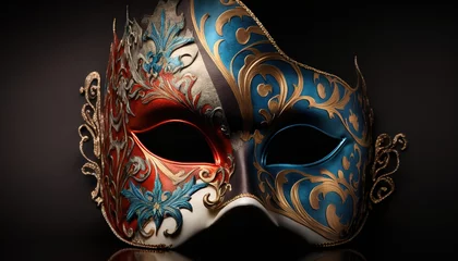 Poster de jardin Carnaval Mardi Gras carnival medieval mask illustration generative ai