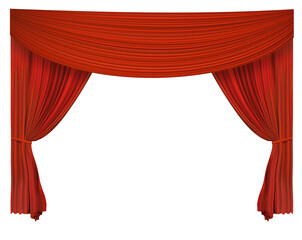 Red curtain element PNG format easy-to-use design elements - obrazy, fototapety, plakaty