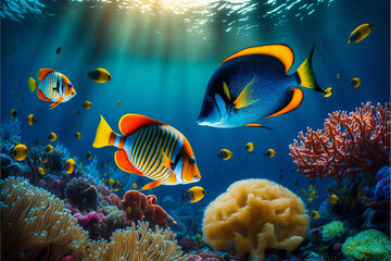 Naklejka na ściany i meble Beautiful underwater world