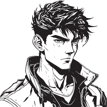 A Sketch Of A Man Anime Style Cool Character