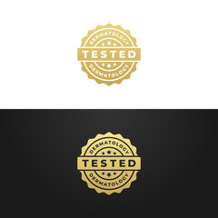 dermatology tested seal or dermatology tested label vector on white and black background. Dermatologically tested icon product. elegant dermatology tested stamp vector.