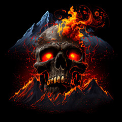 skull and volcan
