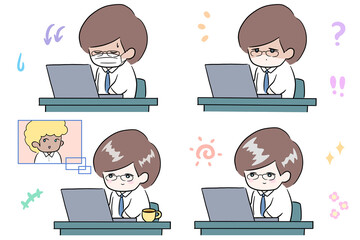  office clerk mental disorder male illustration hand drawing transparent material