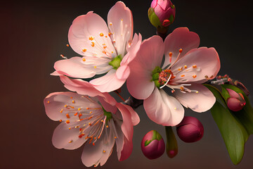 Cherry blossom, sakura flowers isolated. Generative Ai