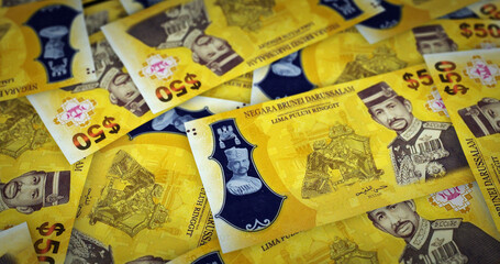 Brunei Dollar note money printing concept 3d illustration
